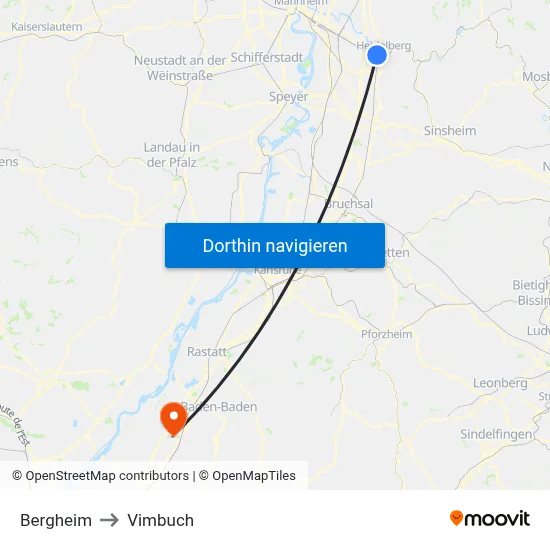 Bergheim to Vimbuch map