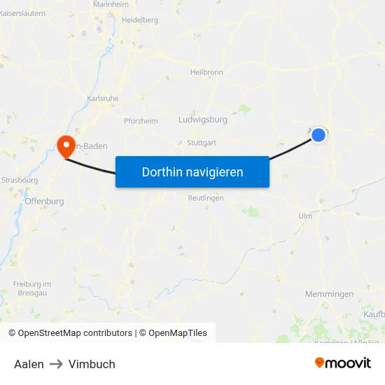 Aalen to Vimbuch map