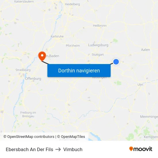 Ebersbach An Der Fils to Vimbuch map