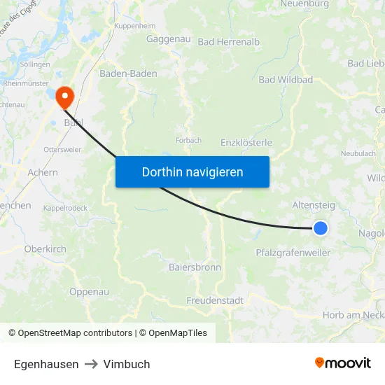Egenhausen to Vimbuch map