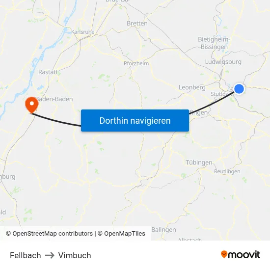 Fellbach to Vimbuch map