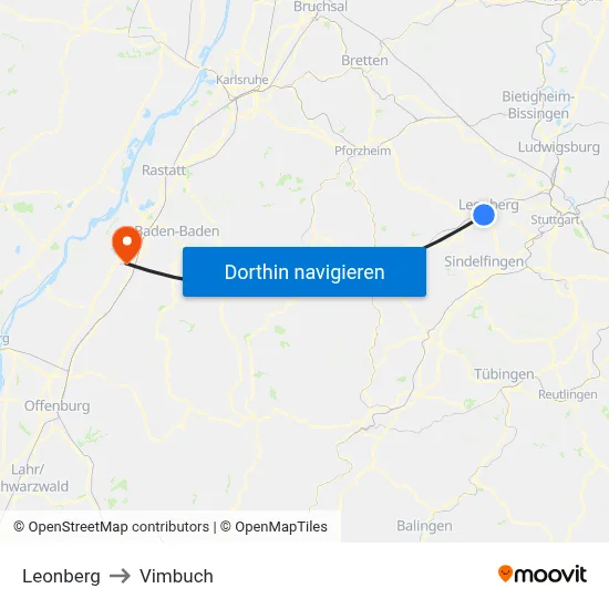 Leonberg to Vimbuch map