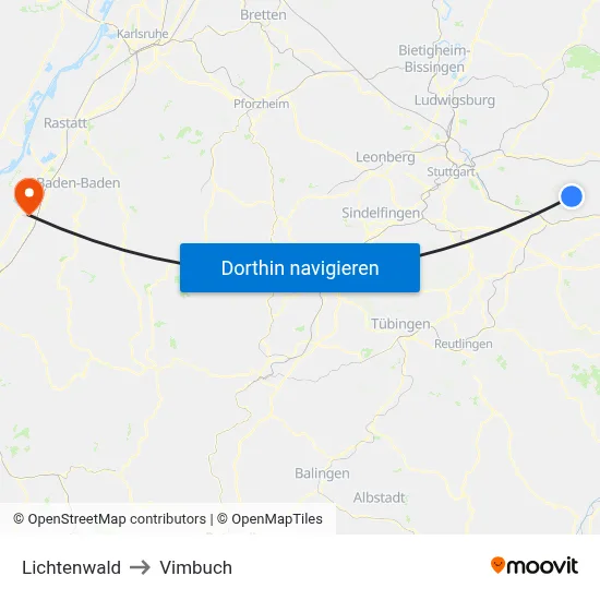 Lichtenwald to Vimbuch map