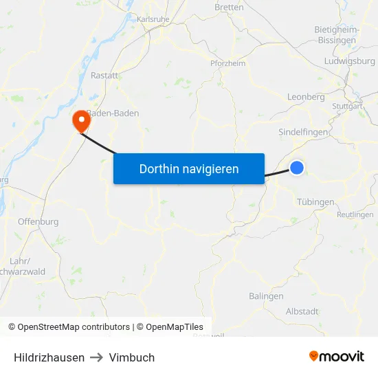 Hildrizhausen to Vimbuch map