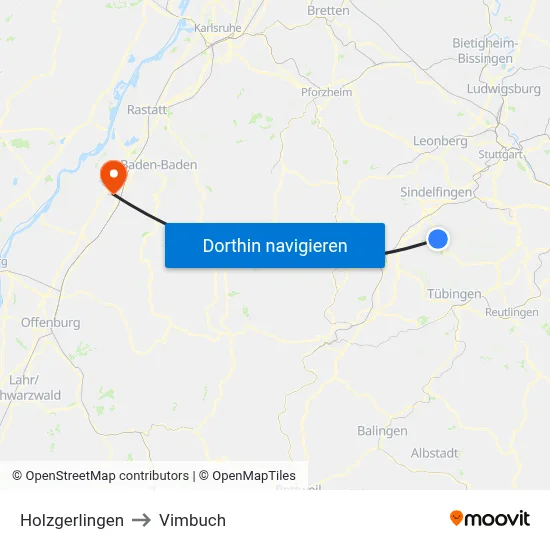 Holzgerlingen to Vimbuch map