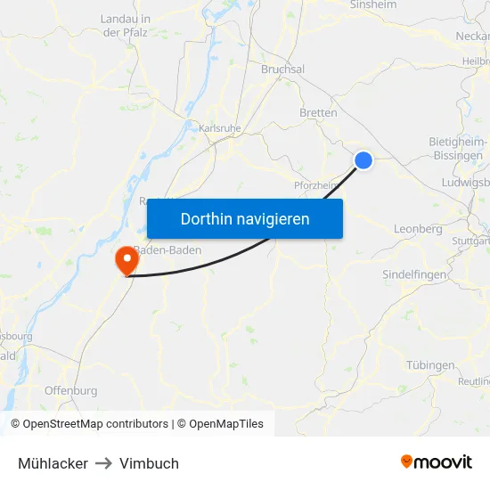 Mühlacker to Vimbuch map