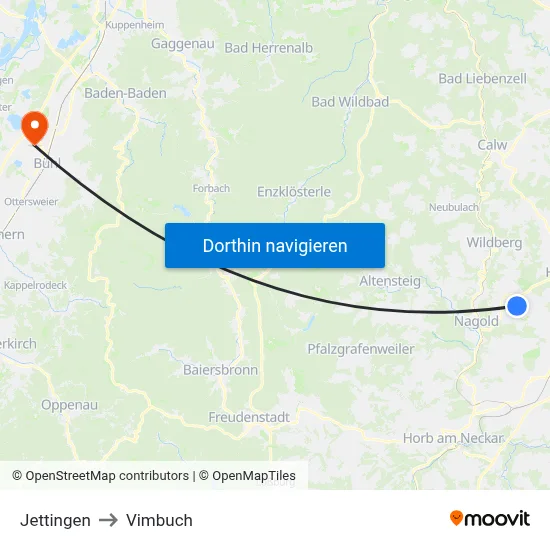 Jettingen to Vimbuch map