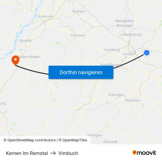 Kernen Im Remstal to Vimbuch map