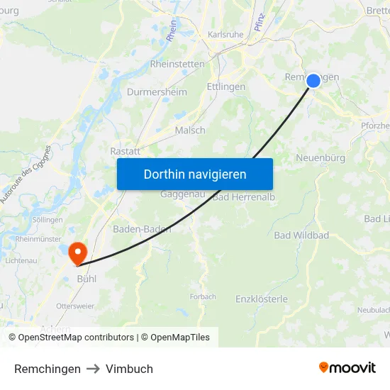 Remchingen to Vimbuch map