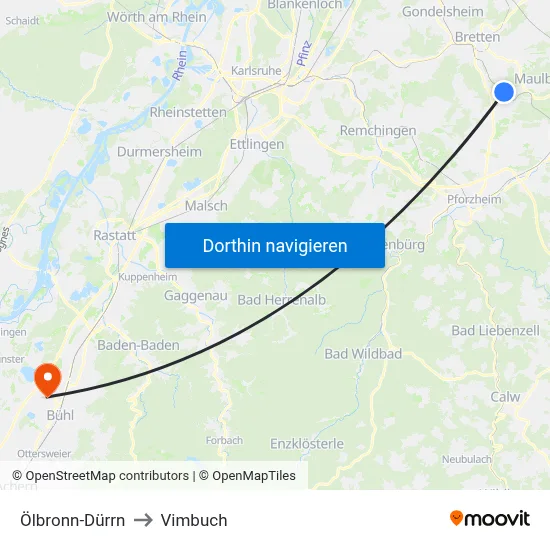 Ölbronn-Dürrn to Vimbuch map
