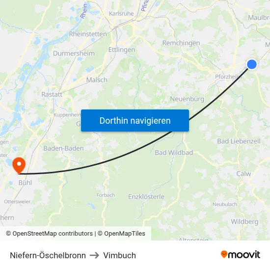 Niefern-Öschelbronn to Vimbuch map