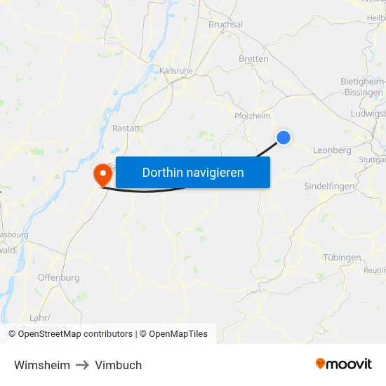Wimsheim to Vimbuch map