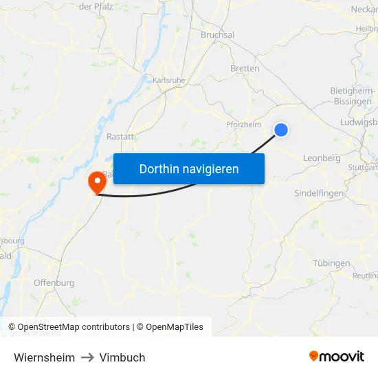 Wiernsheim to Vimbuch map