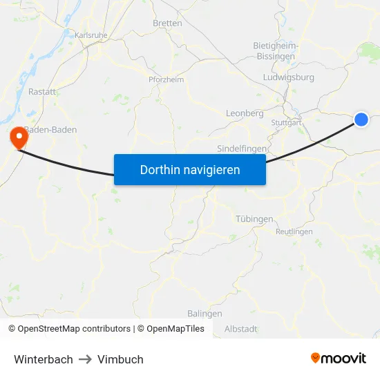 Winterbach to Vimbuch map