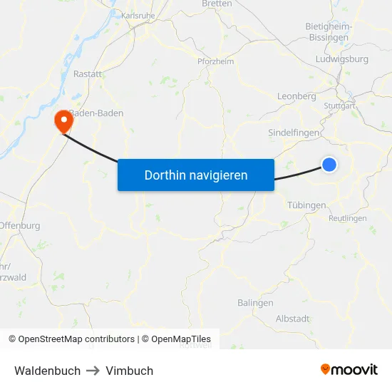 Waldenbuch to Vimbuch map