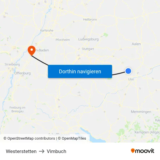 Westerstetten to Vimbuch map