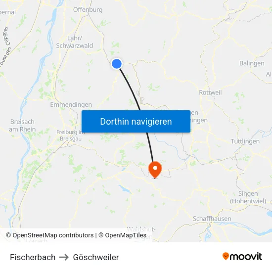 Fischerbach to Göschweiler map