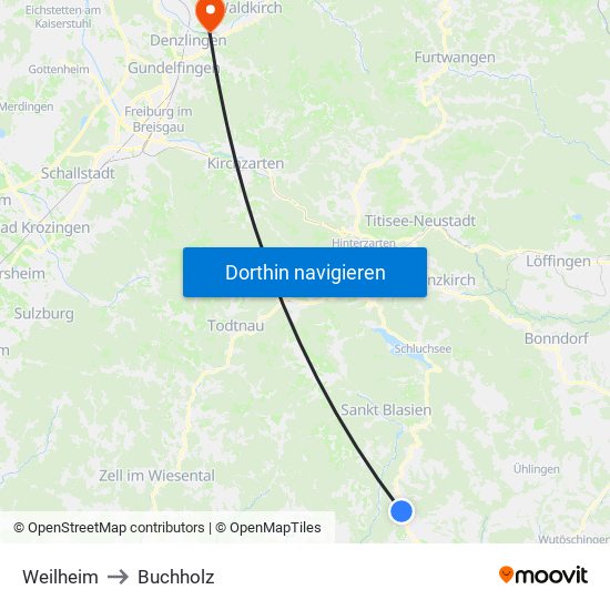 Weilheim to Buchholz map