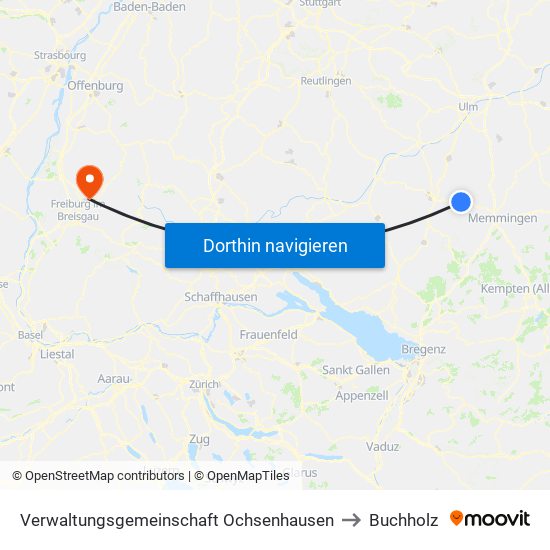 Verwaltungsgemeinschaft Ochsenhausen to Buchholz map