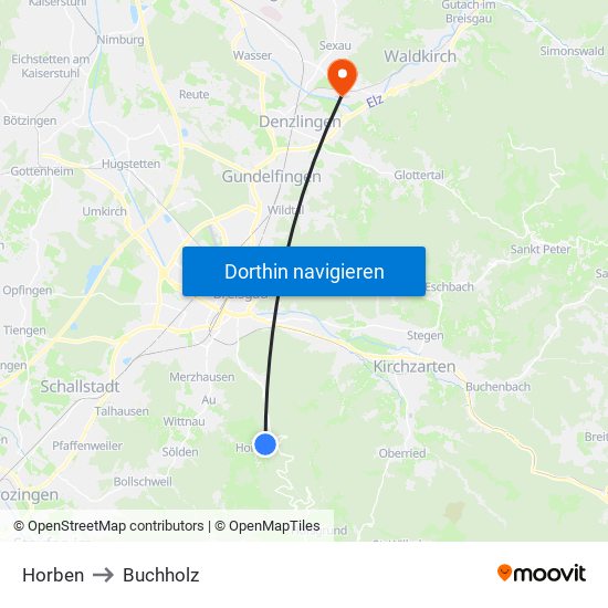 Horben to Buchholz map