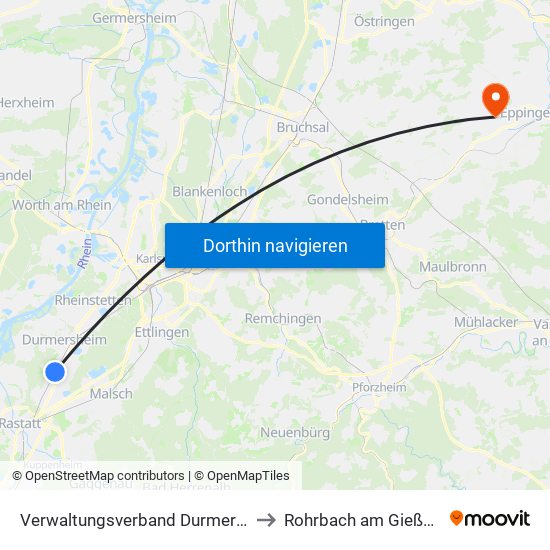 Verwaltungsverband Durmersheim to Rohrbach am Gießhübel map