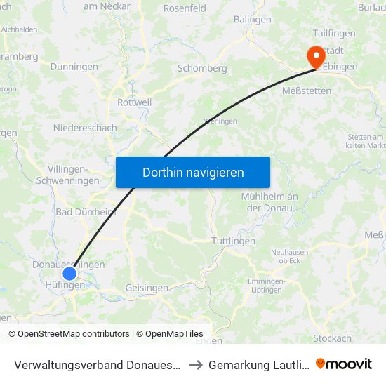 Verwaltungsverband Donaueschingen to Gemarkung Lautlingen map