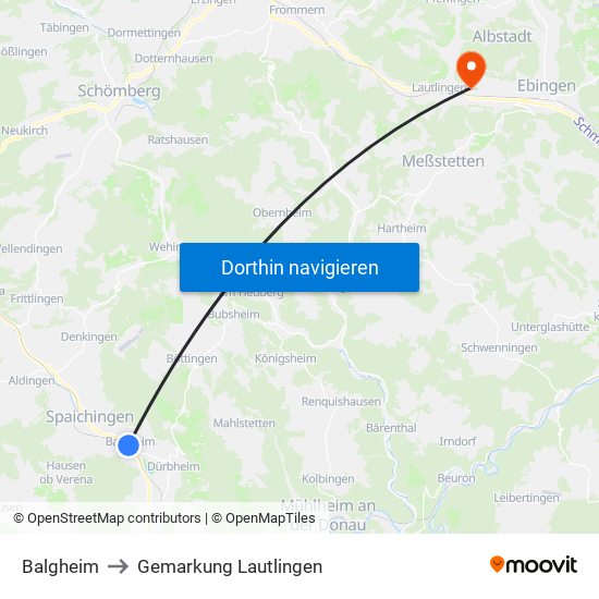 Balgheim to Gemarkung Lautlingen map