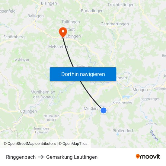 Ringgenbach to Gemarkung Lautlingen map