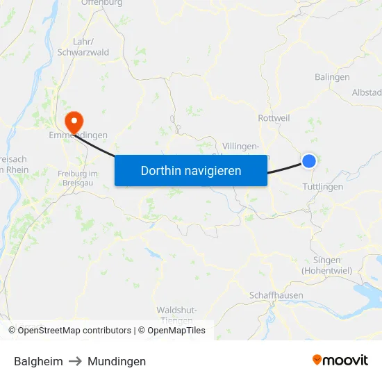 Balgheim to Mundingen map