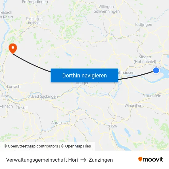 Verwaltungsgemeinschaft Höri to Zunzingen map
