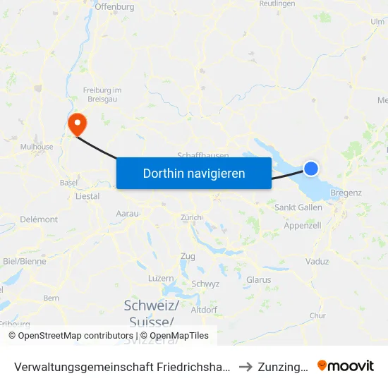 Verwaltungsgemeinschaft Friedrichshafen to Zunzingen map