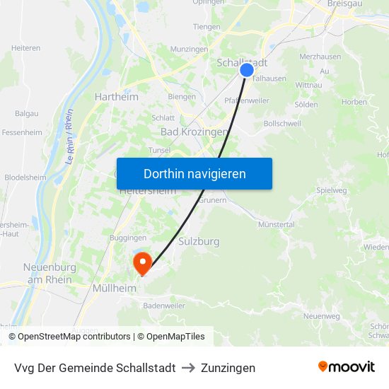 Vvg Der Gemeinde Schallstadt to Zunzingen map