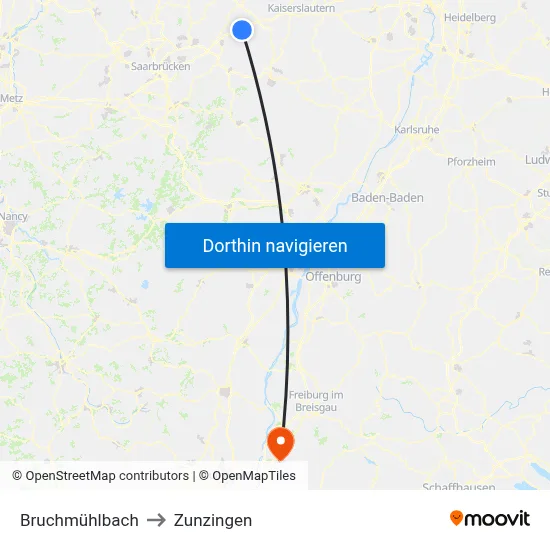 Bruchmühlbach to Zunzingen map
