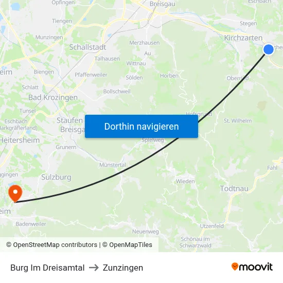 Burg Im Dreisamtal to Zunzingen map