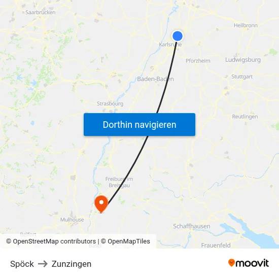 Spöck to Zunzingen map
