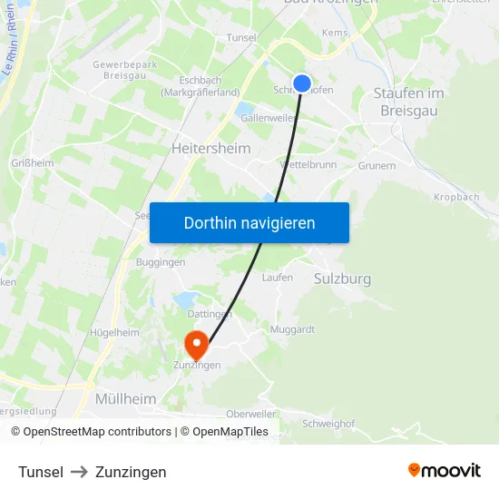 Tunsel to Zunzingen map