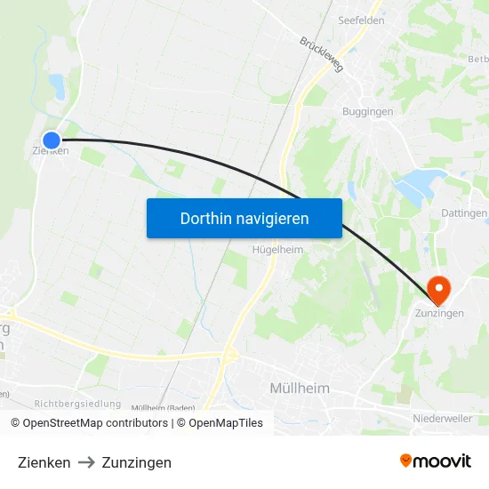 Zienken to Zunzingen map