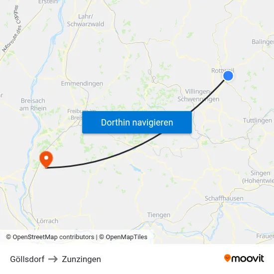 Göllsdorf to Zunzingen map