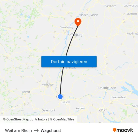 Weil am Rhein to Wagshurst map