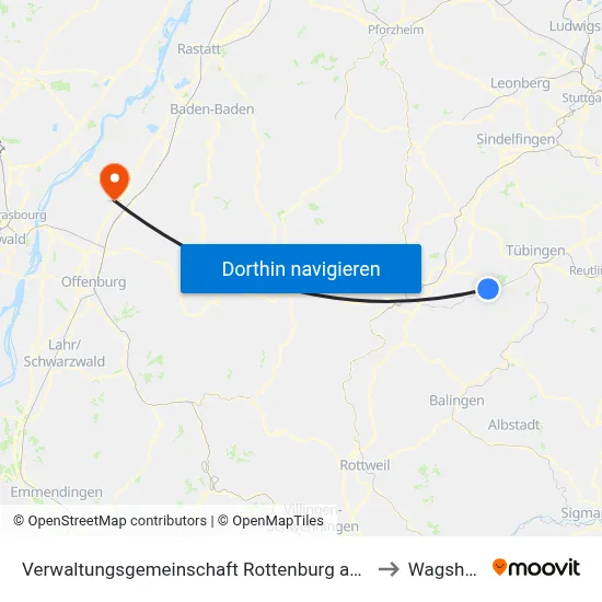 Verwaltungsgemeinschaft Rottenburg am Neckar to Wagshurst map