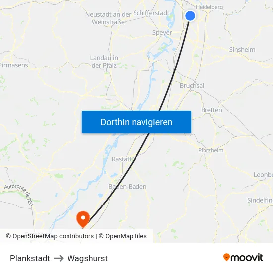 Plankstadt to Wagshurst map
