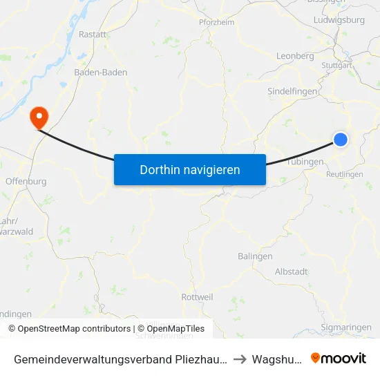 Gemeindeverwaltungsverband Pliezhausen to Wagshurst map