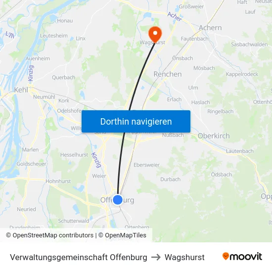 Verwaltungsgemeinschaft Offenburg to Wagshurst map