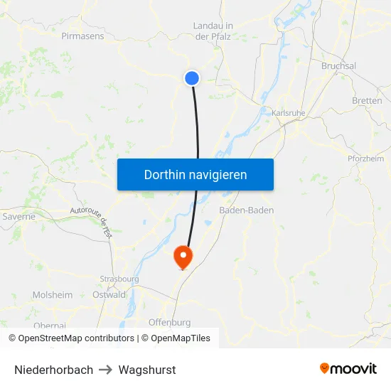 Niederhorbach to Wagshurst map