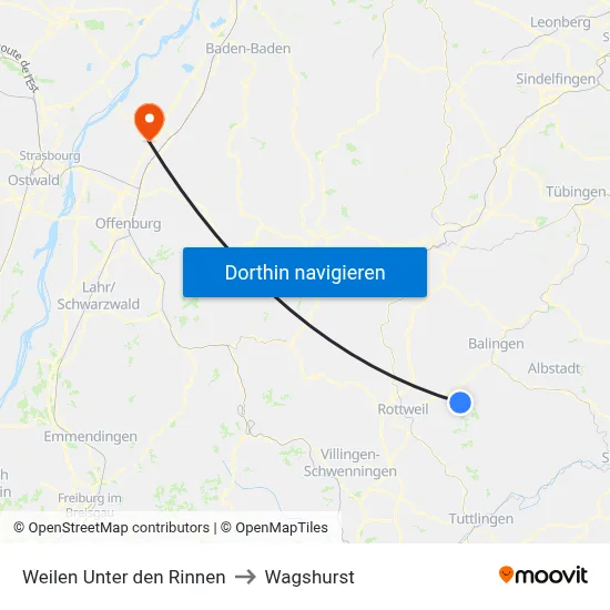 Weilen Unter den Rinnen to Wagshurst map