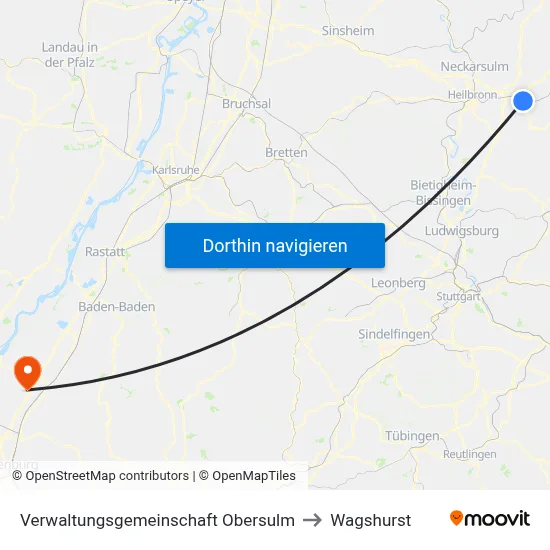 Verwaltungsgemeinschaft Obersulm to Wagshurst map