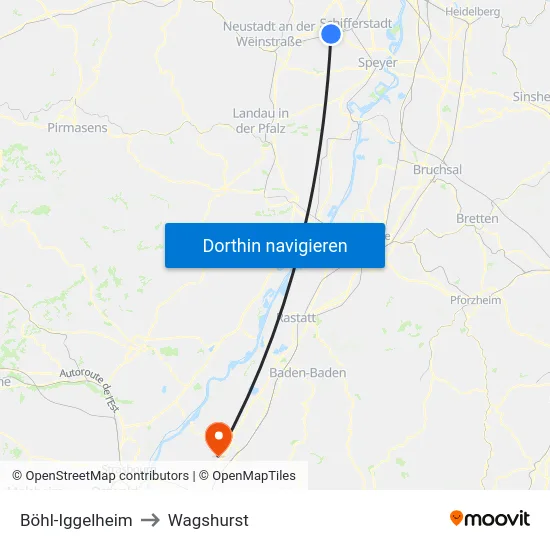 Böhl-Iggelheim to Wagshurst map