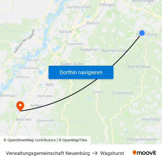 Verwaltungsgemeinschaft Neuenbürg to Wagshurst map