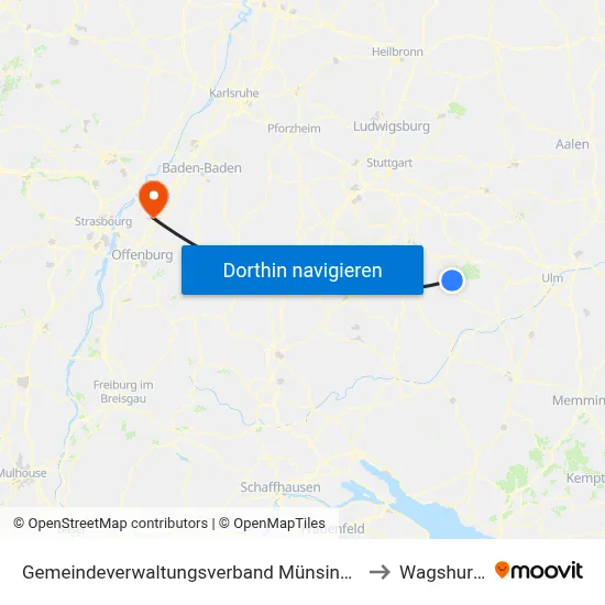 Gemeindeverwaltungsverband Münsingen to Wagshurst map