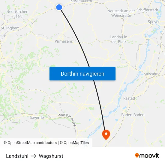 Landstuhl to Wagshurst map